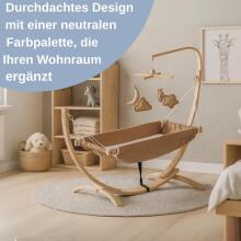 Hammock with Wooden Frame Art.101082 Beige Children's hammock with a wooden frame - an ergonomic hanging lounger 66 x 150 cm for children 3-5 years old