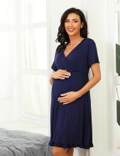 Kidsworld Night Dress Art.101224 Navy Grūtnieču/barošanas naktskrekls ar īsam piedurknēm