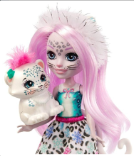 Enchantimals Sybill Snow Leopard Doll Art.GJX42 Mini lelle ar iemīļoto dzīvnieku