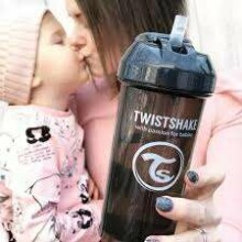 Twistshake Straw Cup Art.103069 Black Pudelīte ar salmiņu no 6 +mēn, 360 ml