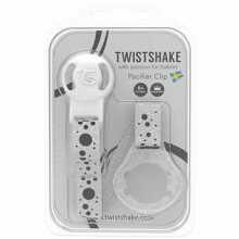 Twistshake Pacifier Clip Art.103106 White Māneklīša ķēde (Knupja turētājs) ar klipsi