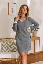 Doctornap Night Dress Art.4534 Grey Kokvilnas naktskrekliņš grūtniecēm/barošanai