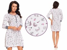 Dobranocka 9104 „Ecru“ medvilniniai naktiniai marškiniai ilgomis rankovėmis nėščioms / maitinančioms