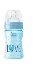 Chicco Love Edition WellBeing Art.09561.00 Blue  Bērnu plastmasas fizioloģiskā pudelīte ar silikona knupīti ,150ml
