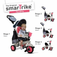 „Smart Trike Deluxe Pink Art“. STDTS6500700 Vaikiškas triratukas su rankena ir stogu