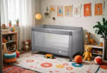 Kids Severno Honey Bunny Art.104412 Grey   Bērnu manēža - ceļojumu gultiņa