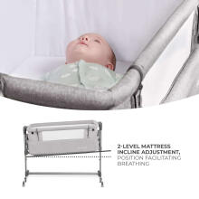 KinderKraft'21 Neste Up Art.KKLNESTGRYM00N Grey Кроватка для комфортного совместного сна 2 в 1