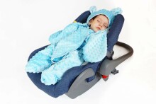 La bebe™ Minky+Cotton Art.104793 Blue Kombinezons (konvetrs) mazulim automašīnas sēdeklim/ratiņiem ar rokturiem un kājām
