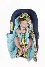 La bebe™ Swaddle Velur+Cotton 90x90 Art.104800 Grey Высококачественное детское двустороннее легкое одеяло-конверт с капюшоном (90x90 см)