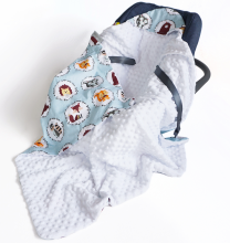 La bebe™ Minky+Cotton Art.104801 Высококачественное детское двустороннее легкое одеяло-конверт с капюшоном (90x90 см)