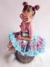 LaVashka Luxury Skirt Floral Blue Art.105033  Супер пышная юбочка для маленькой принцессы