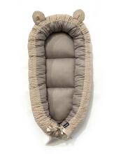 La Bebe™ Babynest Cotton Art.106221 Beige Bear Гнездышко – кокон для новорожденных