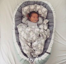 La Bebe™ Babynest Cotton Art.106221 Beige Bear Ligzdiņa - kokons jaundzimušajiem