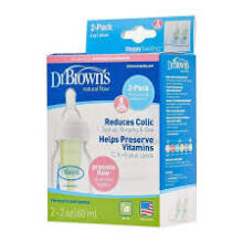 Dr. Brown’s Natural Flow® Options+™ PP Narrow Art.SB2200-P3 Preemie bottle for premature and newborn babies with a nipple, 60 ml,2 psc