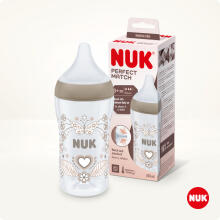 Nuk Perfect Match Art.SD100  bērnu pudelīte ar mīkstu silikona knupīti M izmēra, 260 ml,