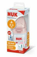 Nuk First Thermo Control Art.10743875 Пластмассовая бутылочка с силиконовой соской 1 размера с термо контролем (0-6 мес.) для молочных смесей 150 мл