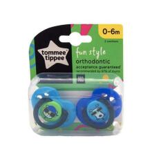 Tommee Tippee Art. 43335795 Fun Style Ortodontiskais silikona knupis 0-6mēn (2 gb.)