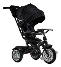 Bentley Trike Art.BN1O Onyx Black Bērnu interaktīvais trīsritenis piepūšamiem riteņiem, rokturi un jumtiņu