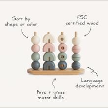 Mushie Wooden Multi Shape Stacker  Art.101581 Деревянная пирамидка 3 в 1