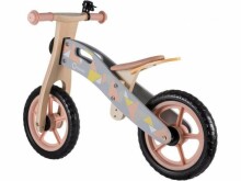 „Lionelo Casper Art.109380“ pilkas vaikiškas dviratis su mediniu rėmu