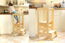 MeowBaby® Kitchen Helper Art.110420 Natural Bērnu koka pakapiens