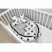 La bebe™ Minky+Cotton Babynest Set  Art.110990 Micky Комплект гнездышко – кокон,одеялко,подушка
