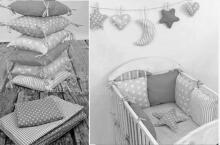 La bebe™ Cotton Borders Set 8 Art.111051 Kokvilnas apmalīte bērna gultiņai (8 gab.- Spilvens ar lentēm - 6 gab. + Guļtas veļa 135x100/40x60) (kokvilna)