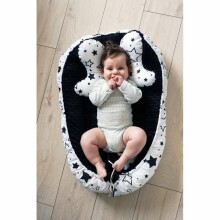 „La bebe ™“ slaugos „Babynest“ komplektas, 106438 žvaigždžių rinkinio lizdas - kokonas, pagalvė, languotas