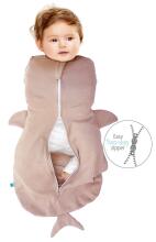 Wallaboo Sleepbag Art.SSA.0118.5814 Shark Taupe Kokvilnas ietīšanas autiņš no 3 līdz 6 mēnešiem.