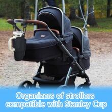 Bebe Basic Stroller Cup Holder Compatible with Stanley Art.113352 Black krūzīšu turētājs ratiņiem ar regulējamu siksnu un kabatiņu