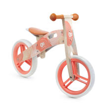 KinderKraft'21 Runner Natural Coral Art.KRRUNN00CRL0000  Детский велосипед/бегунок с деревянной рамой