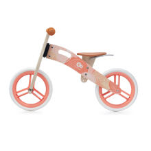 KinderKraft'21 Runner Natural Coral Art.KRRUNN00CRL0000  Детский велосипед/бегунок с деревянной рамой