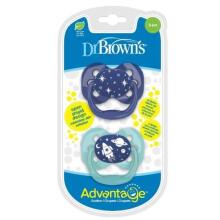 Dr.Browns Advantage Art.PA12002-INTLX Силиконовая пустышка ортодонтической формы 0-6 мес, (2шт.)