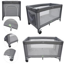Multifunctional Travel Cot with Mattress Art. 608159, up to 15 kg, Dark Grey