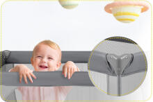 Multifunctional Travel Cot with Mattress Art. 608159, up to 15 kg, Dark Grey