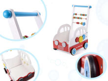Ikonka Wooden Toys  Art.KX6492  Koka stūmjama rotaļu mašīna/ķerra ar mantiņam