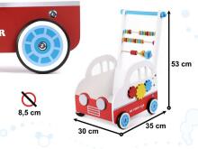 Ikonka Wooden Toys  Art.KX6492  Koka stūmjama rotaļu mašīna/ķerra ar mantiņam