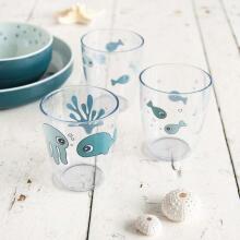 Done by Deer Yummy mini glass 3 pcs Sea friends, Blue 120 ml