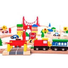 EcoToys Railway Set Art.HM014665  Деревянная железная дорога