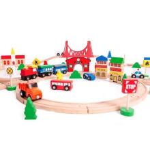 EcoToys Railway Set Art.HM014665  Деревянная железная дорога