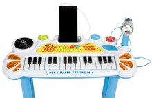 EcoToys Electronic Keyboard  Art.HC490441 Blue Sintezators ar mikrofonu ar skaņas un gaismas efektiem