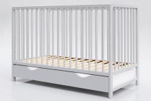 Baby Crib Club Dominik Art.117586 Grey  Детская деревянная кроватка с ящиком 120x60см