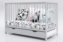 Baby Crib Club Dominik Art.117586 Grey  Детская деревянная кроватка с ящиком 120x60см