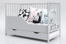 Baby Crib Club Dominik Art.117586 Grey  Детская деревянная кроватка с ящиком 120x60см