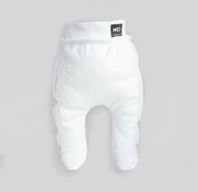La Bebe™ NO Baby Pants Art.117712 White Zīdaiņu bikses ar plato jostu un pēdiņam no kokvilnas
