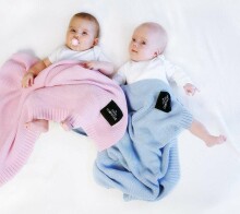 Lullalove Bamboo Blanket Art.118744 Baby Blue   Детское хлопковое одеяло/плед 100x80cм