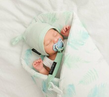 Lullalove Baby Wrap  Art.118920 Mint Ferns  Конвертик для новорождённого  75х75 см
