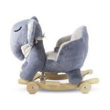 KinderKraft'20 Rocker Plush Elephant Art.KKZSLONGRY0000 Grey Мягкое кресло-качалка на колесиках  с поддержкой спинки