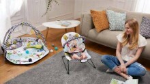 KinderKraft'20 Smartfun Art.KKLSMRTFUN0000 Mėlyna Stilinga kūdikio supamoji kėdė su muzika ir vibracija