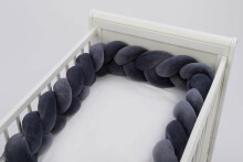 La bebe™ Velvet Border (160) Art.119726 Grey Плетёный бортик-охранка (косичка) для кроватки 160cм